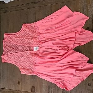 Womens Flowy Coral Lace See Threw Self Esteem Vest Cover Up